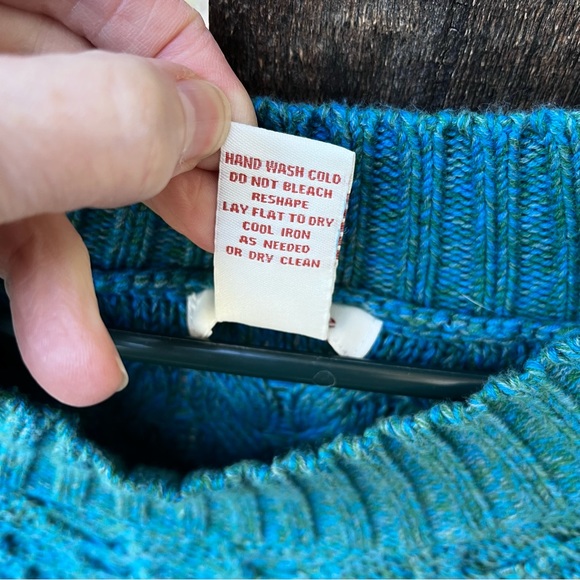 Sundance Cotton Silk Blend Teal & Green Marled Textured Knit Sweater Sz L - Picture 4 of 11